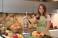 GRANATAPFELPRESSE SAFTPRESSE ENTSAFTER HEBEL ZITRUSPRESSE MANUELL CHROM OPTIMUM