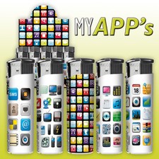 ✅ 5 STÜCK "MY APPS" FEUERZEUG/ELEKTRONIKFEUERZEUG MIT VIELEN,BUNTEN APPS♥