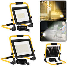 100W 200W LED Fluter Flutlicht Gelb Stativ Baustrahler Scheinwerfer mit Stecker^