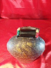 Alte Große Kuhglocke Handgefertigt Lederband Prunkvolle Glocke (5433)