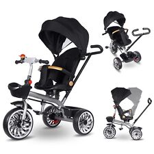 Dreirad Kinderdreirad Kinder Buggy Lenkstange Fahrrad Baby Kinderwagen Schwarz