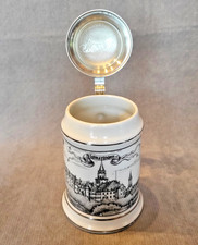 Limitierter Bierkrug (WW-Team), Aufdruck von Sigmaringen, mit Zinndeckel 