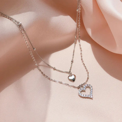 Doppel halskette herz sterling - halskette,