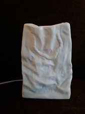 Tischleuchte Stimmungsleuchte Lampe Porzellan weiß Papiertütenoptik vintage