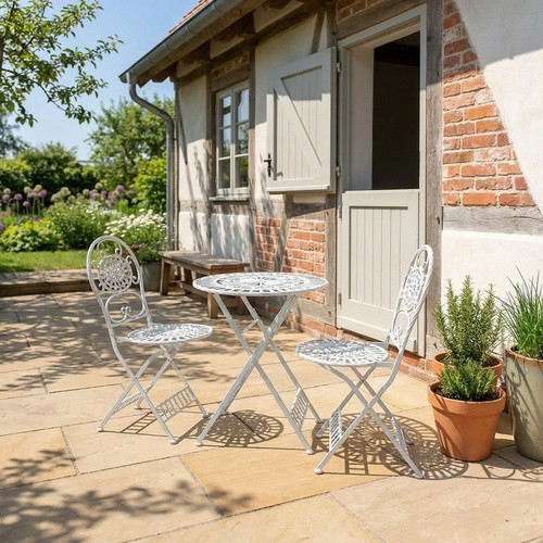 Bistro set metall weiß - bistro-set,
