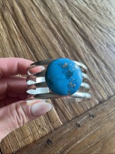 UNIKAT Massiver Armreif 925 Silber Arizona-Türkis