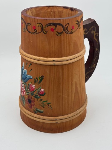 Bierkrug holz handbemalt - bierkrug,
