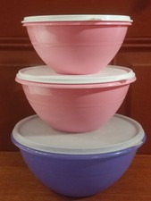 Tupperware Wunderschüssel Set 3-teilig Rosa Lila mit Deckel – Vorratsschüsseln