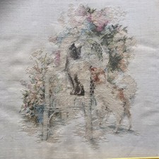 Stickbild Handarbeit „Hund und Katze“