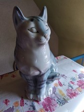 Porzellan Katze blaugrau 34cm