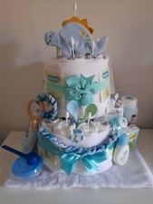 XXL Windeltorte "Kleiner Dino" 78 tlg. Set für Jungen, Geburt, Taufe, Geburtstag