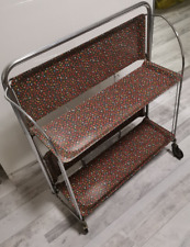 Servierwagen Teewagen mit Blumenmuster Rollwagen Chrom&Kunststoff Vintage