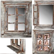 Wandspiegel Bilderrahmen Fotorahmen Spiegel Fensterladen Holz 64 cm Ablage Deko