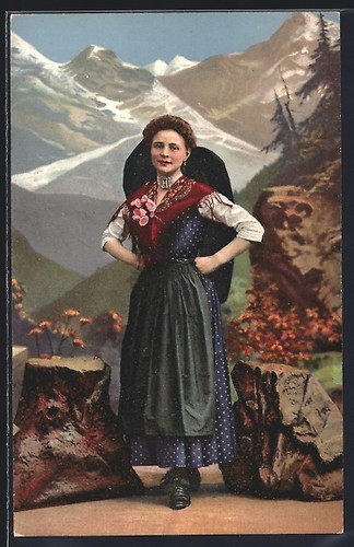 Ansichtskarte volkstracht aus - ansichtskarte,