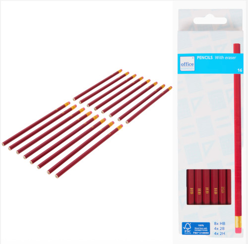 16x bleistifte mit radiergummi - mit,
