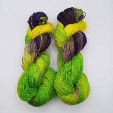 (9,90€/100 g) handgefärbte Sockenwolle 4 fach Färbung Polar Light 14 Neon Farben