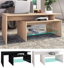 Holz Sofatisch Couchtisch Schublade Glas „Pilas“