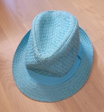 PANAMA HUT ★ türkis Band ★ PANAMAHUT ★ Hutgröße 55 cm ★ Bogart Strohhut ★ Kinder