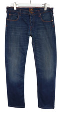Lee Powell Jeans Herren W34 L29 Blau Whiskers Konisch Knopf Fly Verblichen