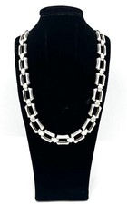 925/- Silberkette, Collier, 44 cm lang, 13 mm breit, Muster, guter Zustand