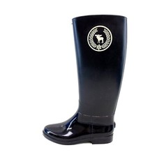 Gummistiefel Schwarz Damen Stiefel Schuhe Gloss Elch Hochschaft Wasserdicht Neu