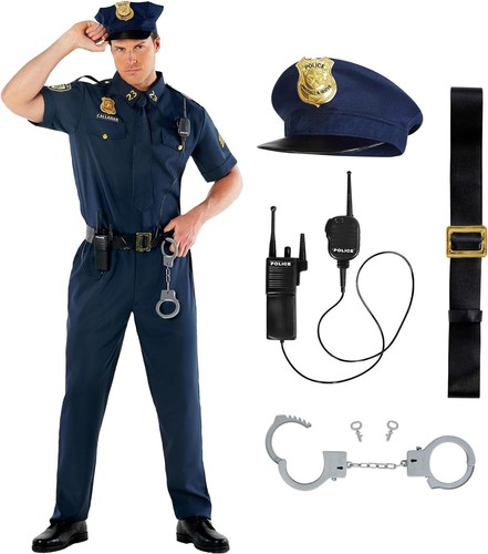 Blauer polizei kostüm herren - blauer,