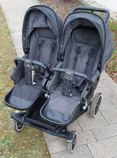 Emmaljunga Geschwister-Kinderwagen (Zwillinge) komplett Set, Grau/Anthrazit