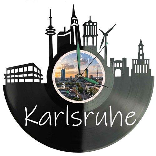 Karlsruhe wanduhr skyline - wanduhr,