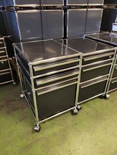 USM Haller Rollcontainer, Schwarz, Weiss, Antrazith, Stahlblau, Lichtgrau, TOP