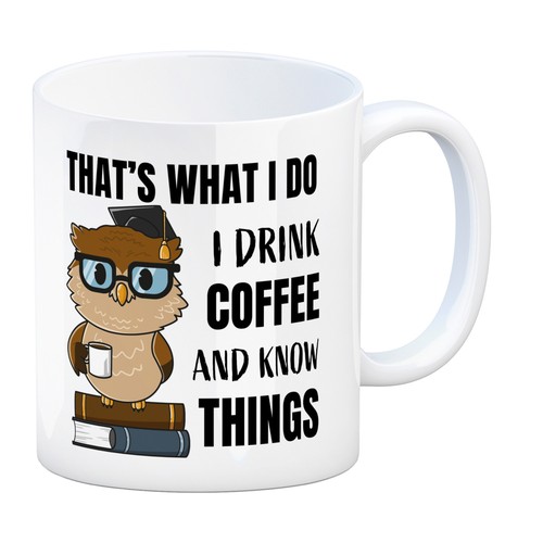 Eule kaffeebecher mit spruch - eule,