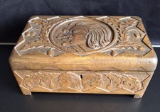 Antike Holzschatulle-Holzkiste mit Schönen Relief - geschnitzt -Historismus