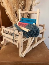 NEU Webstuhl Tischwebrahmen Weben Webmaschine 100% Holz mit Mohair-Tweedwolle