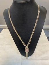 KETTE SILBER 925 PUNZIERT LANG MITTIG STEIN ROSA + DARAN 6 KETTEN