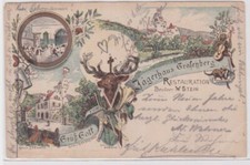 71755 Ak Lithographie Grüß Gott vom Jägerhaus Grafenberg Restauration 1898