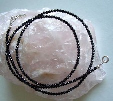  super dünne facettierte Spinell Kette, 45 cm - 925er Silber - schwarzer Diamant