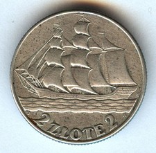 Münze  POLEN  -  2 Zlote 1936 - Segelschulschiff - Dar Pomorza - Silber