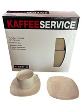 Home4you Kaffeeservice Porzellan 18-teilig für 6 Personen Modern Weiß