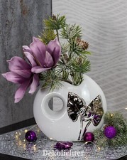 Deko Vase Keramik weiß silber