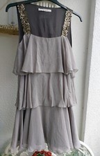 ZARA Gigantisches Kleid Gr.L 36/38 grau   Pailletten wNEU