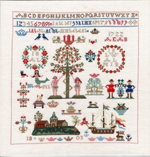 Dänisches Stickmustertuch von 1803, Replik von 1973 mit Passepartout