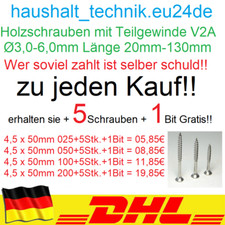 ?Spanplattenschrauben Edelstahl Holzschrauben A2 V2A Torx Ø 3-6mm Teilgewinde?
