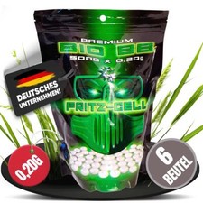 6 x 5000 Airsoft Softair Premium BBs Bio 6mm Fritz-Cell 0,20g im Beutel
