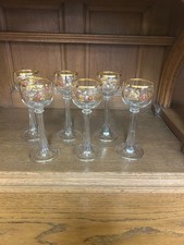 6 alte antike Gläser miz rot-goldenem  Blütenornament