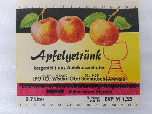 Ddr etikett apfelgetränk lpg - apfelgetränk,