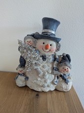 Winter - Schneemann - Dekoration - Weihnachtsbaum - weiß blau glitzer 