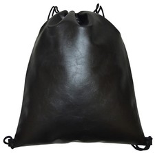 Turnbeutel Robust Kunstleder Stabil Rucksack Beuteltasche Schwarz Black Hipster