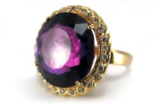 Damen Ring mit Amethyst 9 ct und 28 Brillanten 750/- Gelbgold [BRORS 11048]