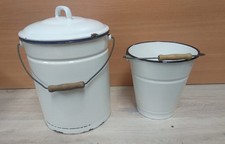 DDR 2 Emaileeimer mit Henkel,verschiedene Größen,blauer/schwarzer Rand,Garten