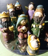 WEIHNACHTEN MODERNE KRIPPENFIGUREN 10 TLG. KERAMIK
