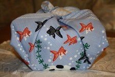 Furoshiki 3D風呂敷 Wickeltuch Aquarium mit Goldfisch  Made in Japan Lunchbox 50x50